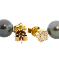 Diamond and grey pearl earrings-Earrings-The Antique Ring Shop
