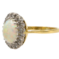 Vintage opal and diamond cluster ring-Vintage Rings-The Antique Ring Shop