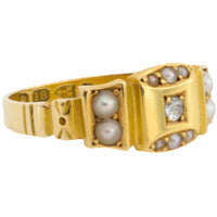 Victorian pearl and diamond ring from 1890