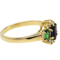 Tsavorite garnet, amethyst and diamond ring-Vintage Rings-The Antique Ring Shop