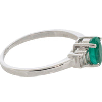 Emerald and diamond ring in white gold-engagement rings-The Antique Ring Shop