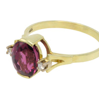Vintage garnet and diamond ring in 14 carat gold-Vintage Rings-The Antique Ring Shop