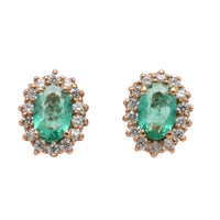 Emerald and diamonds studs-Earrings-The Antique Ring Shop