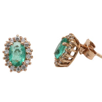 Emerald and diamonds studs-Earrings-The Antique Ring Shop