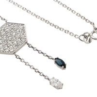 Vintage diamond and sapphire pendant in white gold-Pendants-The Antique Ring Shop