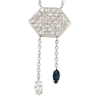 Vintage diamond and sapphire pendant in white gold-Pendants-The Antique Ring Shop