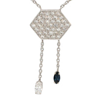 Vintage diamond and sapphire pendant in white gold-Pendants-The Antique Ring Shop