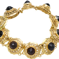 Vintage 14 carat gold link bracelet with garnets-Bracelets-The Antique Ring Shop