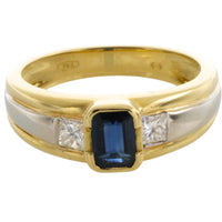 Sapphire and diamond ring in 18 carat gold-Vintage Rings-The Antique Ring Shop