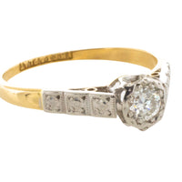Vintage diamond solitaire ring in platinum and god-engagement rings-The Antique Ring Shop