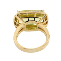 18 carat gold lemon quartz and diamond ring