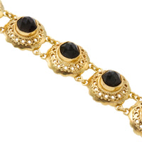 Vintage 14 carat gold link bracelet with garnets-Bracelets-The Antique Ring Shop