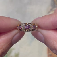 Victorian garnet and pearl ring from 1899