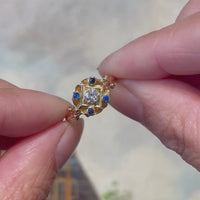Vintage sapphire and diamond ring in 14 carat gold