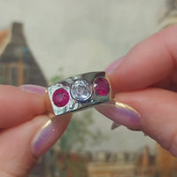Old cut diamond and synthetic ruby ring in 18 carat gold
