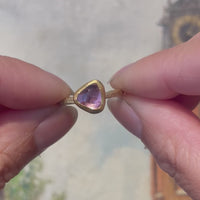 Textured light pink tourmaline ring in 14 carat gold