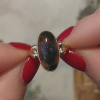 Cabochon moss agate ring in 14 carat gold