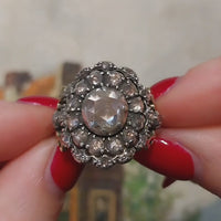 Rose diamond ring silver and 14 carat gold