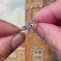 Three stone old cut diamond ring from 1919