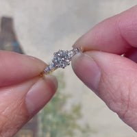 Vintage three stone diamond ring in platinum and gold