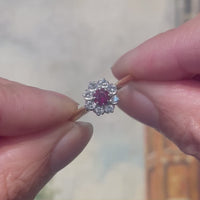 Vintage 18 carat gold ruby and diamond ring