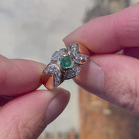 Emerald and diamond ring in 18 carat gold