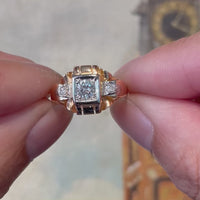 14 carat gold Art Deco ring with diamonds