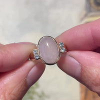 Rose quartz and diamond ring