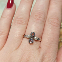 Antique rose diamond and pearl ring in silver and gold-Antique rings-The Antique Ring Shop