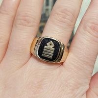 Captains signet ring in 14 carat gold-gents rings-The Antique Ring Shop