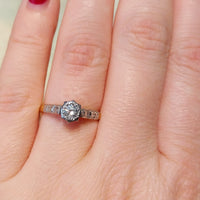 Vintage diamond solitaire ring in platinum and gold-engagement rings-The Antique Ring Shop