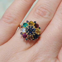 Multi gem ring in 14 carat gold-Vintage Rings-The Antique Ring Shop