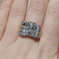 Art Deco single and baguette cut diamond ring