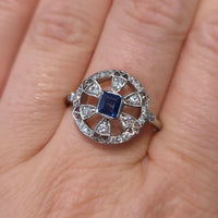 Platinum Art Deco sapphire and diamond ring-Vintage rings-The Antique Ring Shop