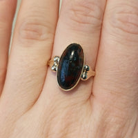 Cabochon moss agate ring in 14 carat gold-The Antique Ring Shop