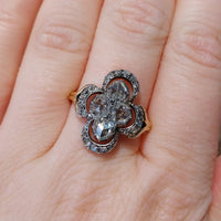 Rose diamond ring in silver and gold-Antique rings-The Antique Ring Shop