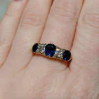 Edwardian sapphire and old mine cut diamond ring from 1906-Antique rings-The Antique Ring Shop