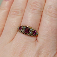 Victorian garnet and pearl ring from 1872-Antique rings-The Antique Ring Shop