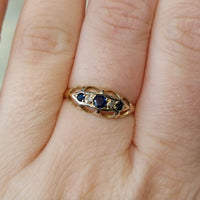Sapphire and rose diamond ring from 1914-Antique rings-The Antique Ring Shop