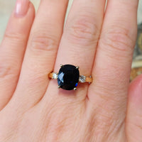 Sapphire and diamond ring in 18 carat gold-engagement rings-The Antique Ring Shop