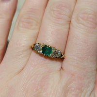 Vintage emerald and diamond ring-Vintage Rings-The Antique Ring Shop