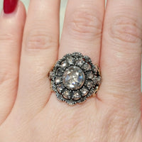 Rose diamond ring silver and 14 carat gold-Antique rings-The Antique Ring Shop
