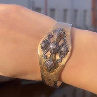 Antique Dutch bracelet in rose gold and silver with rose diamond-Bracelets-The Antique Ring Shop