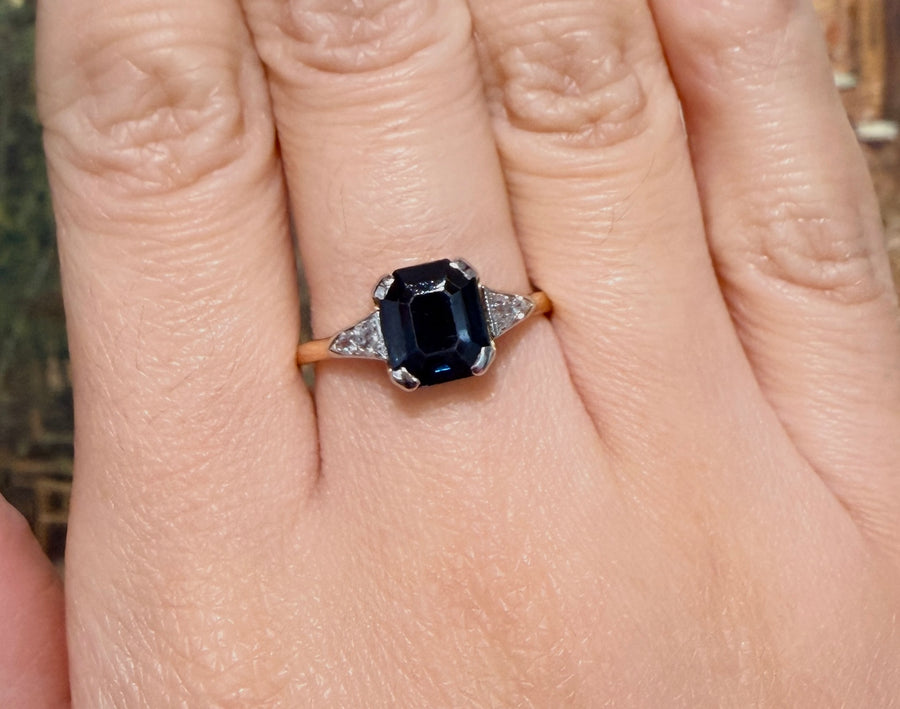 Vintage 18 carat gold sapphire and diamond ring-Vintage Rings-The Antique Ring Shop