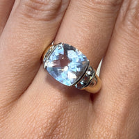 Vintage aquamarine ring in 14 carat gold-Vintage Rings-The Antique Ring Shop
