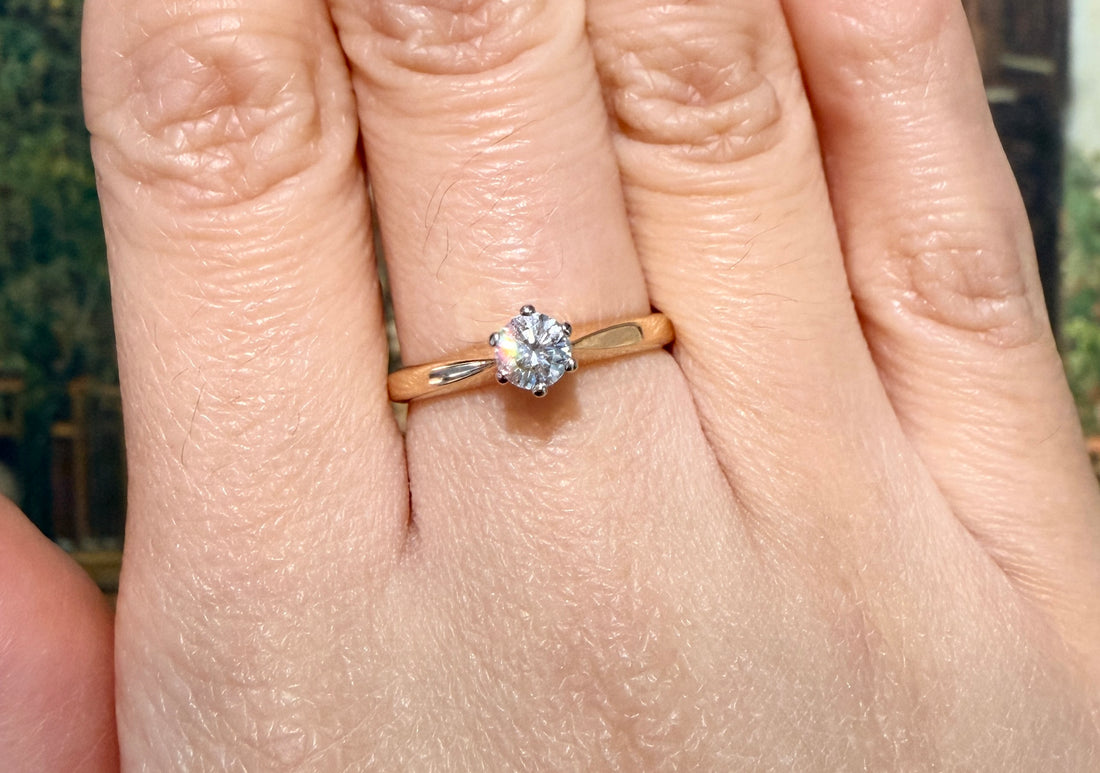 Diamond solitaire ring in 14 carat gold-engagement rings-The Antique Ring Shop