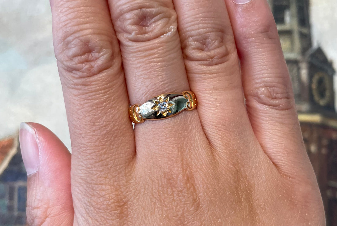 Single stone gypsy ring from 1905-Antique rings-The Antique Ring Shop