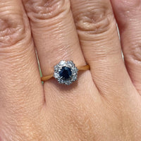 Sapphire and diamond ring in gold and platinum-engagement rings-The Antique Ring Shop
