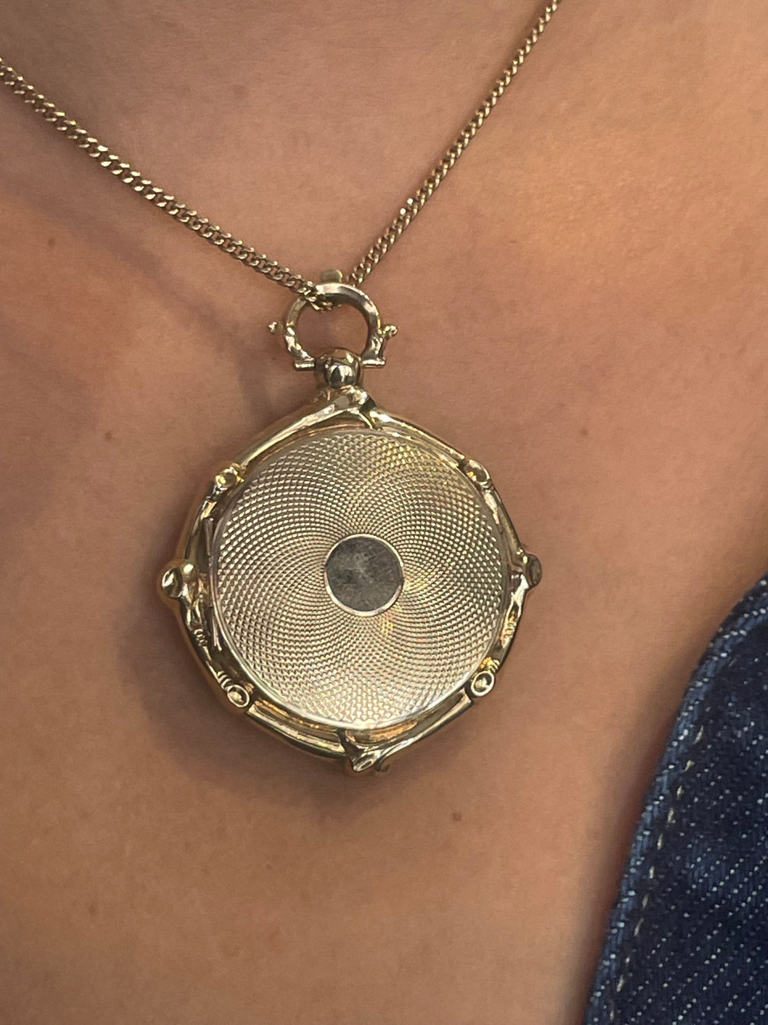 Antique 14 carat gold photo locket-Pendants-The Antique Ring Shop