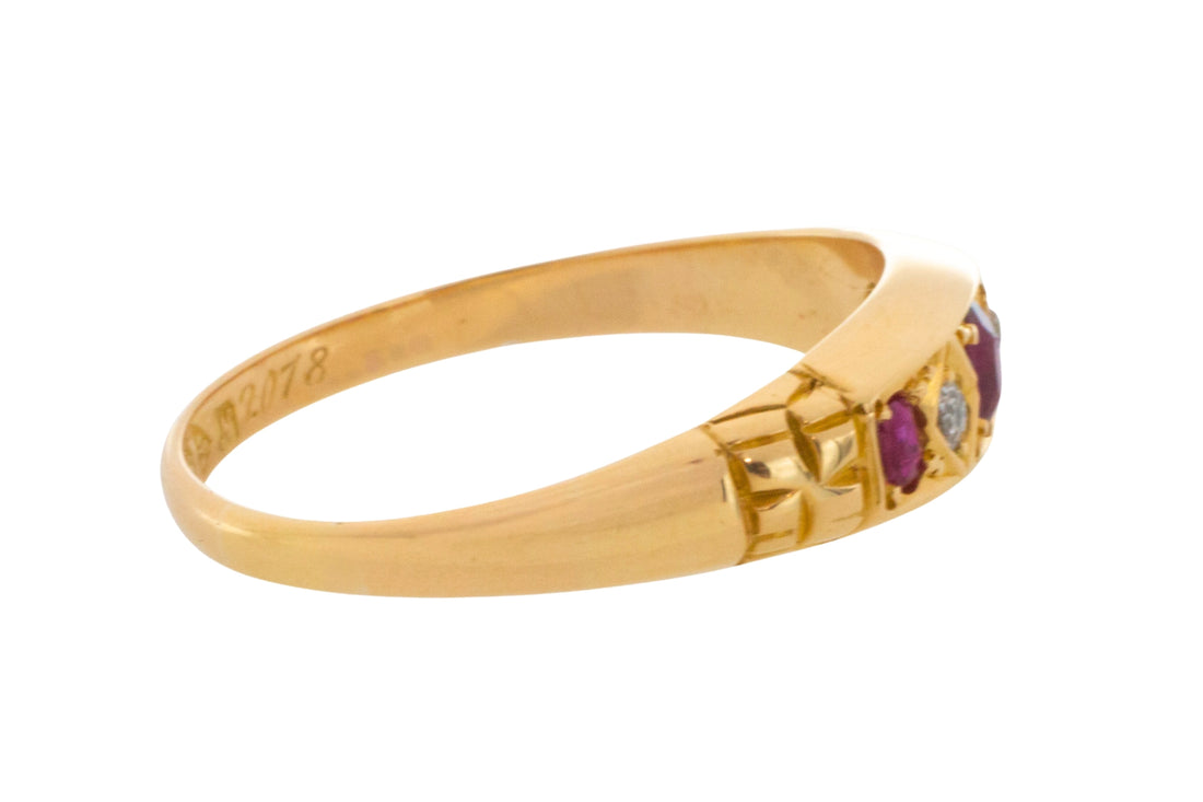 Edwardian ruby and old cut diamond ring from 1913-Antique rings-The Antique Ring Shop